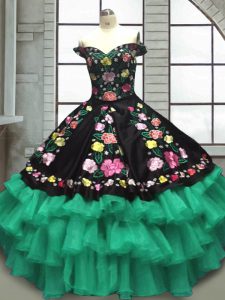 On Sale Organza and Taffeta Sleeveless Floor Length Sweet 16 Dresses and Embroidery and Ruffled Layers