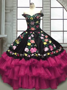 Luxury Multi-color Sleeveless Floor Length Embroidery and Ruffled Layers Lace Up Quinceanera Dresses