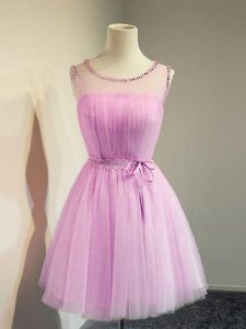 Colorful Tulle Sleeveless Knee Length Quinceanera Court Dresses and Belt