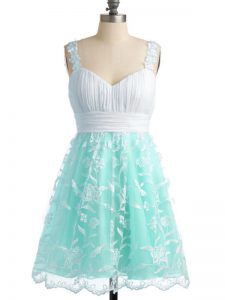 Apple Green Lace Up Quinceanera Dama Dress Lace Sleeveless Knee Length