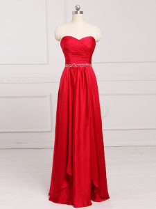 Fashionable Red Sleeveless Taffeta Zipper Damas Dress for Prom and Party and Wedding Party