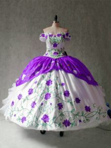 Fashion Organza and Taffeta Cap Sleeves Floor Length Quince Ball Gowns and Embroidery and Ruffles