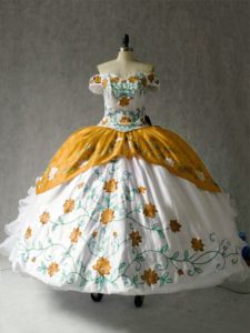 Organza and Taffeta Cap Sleeves Floor Length Sweet 16 Dresses and Embroidery and Ruffles