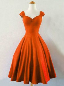 Rust Red Dama Dress for Quinceanera Prom and Party and Wedding Party with Ruching Straps Sleeveless Lace Up