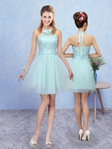 Halter Top Sleeveless Tulle Quinceanera Dama Dress Lace Lace Up