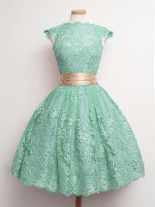 Dramatic Cap Sleeves Belt Lace Up Quinceanera Court Dresses