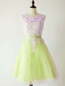 Scoop Sleeveless Tulle Quinceanera Court of Honor Dress Lace Lace Up