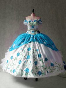 Cap Sleeves Embroidery and Ruffles Lace Up Quinceanera Dress