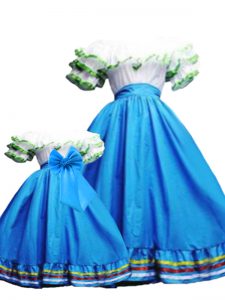 Baby Blue Ball Gowns Ruffled Layers Quinceanera Gown Lace Up Taffeta Sleeveless Floor Length