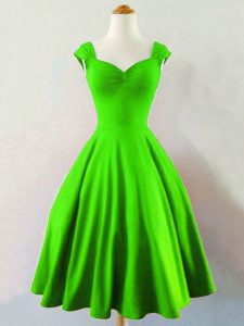 Taffeta Straps Sleeveless Lace Up Ruching Vestidos de Damas in Green