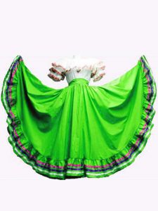 Green Short Sleeves Floor Length Ruffled Layers Lace Up Ball Gown Prom Dress