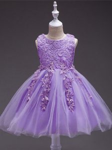 Latest Scoop Sleeveless Zipper Pageant Gowns For Girls Lavender Tulle
