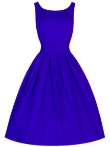 Great Ruching Dama Dress for Quinceanera Blue Lace Up Sleeveless Knee Length