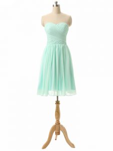 Sleeveless Lace Up Knee Length Ruching Dama Dress for Quinceanera