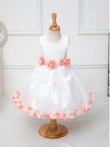 Customized White Sleeveless Tulle Zipper Pageant Gowns For Girls for Wedding Party