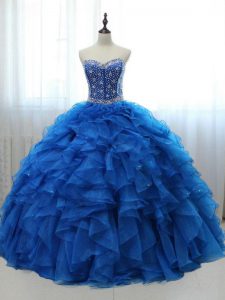 Perfect Floor Length Ball Gowns Sleeveless Royal Blue 15 Quinceanera Dress Lace Up