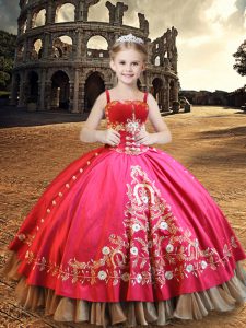 Unique Sleeveless Embroidery Lace Up Kids Formal Wear