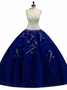Sophisticated Royal Blue Sweetheart Neckline Beading Quinceanera Dress Sleeveless Lace Up