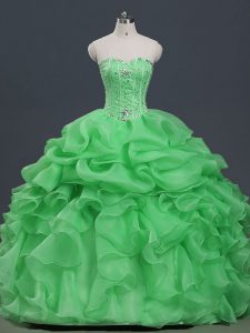 Fabulous Organza Sweetheart Sleeveless Lace Up Beading and Ruffles and Pick Ups Quinceanera Dress in