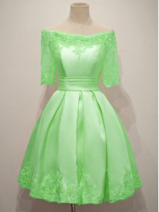 Off The Shoulder Half Sleeves Taffeta Court Dresses for Sweet 16 Lace Lace Up