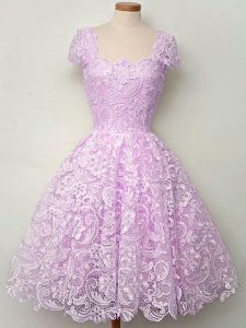 Lilac Straps Neckline Lace Court Dresses for Sweet 16 Sleeveless Lace Up