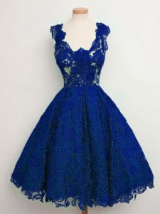 Fashion Royal Blue Vestidos de Damas Prom and Party and Wedding Party with Lace Straps Sleeveless Lace Up