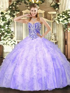 Free and Easy Asymmetrical Lavender Sweet 16 Quinceanera Dress Sweetheart Sleeveless Lace Up