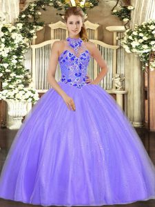 Beauteous Sleeveless Embroidery Lace Up 15 Quinceanera Dress