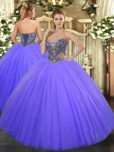 Pretty Lavender Sweetheart Lace Up Beading Quinceanera Gown Sleeveless