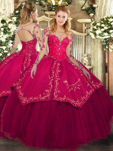 Comfortable Scoop Long Sleeves Organza and Taffeta 15 Quinceanera Dress Lace and Embroidery Lace Up