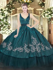 Comfortable Teal Straps Zipper Beading and Embroidery Sweet 16 Dress Sleeveless