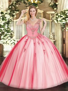 Sleeveless Beading Lace Up Quinceanera Dress