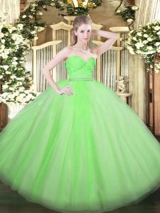 Beautiful Sweetheart Neckline Beading and Lace Ball Gown Prom Dress Sleeveless Zipper