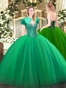 New Style Tulle Sleeveless Floor Length Sweet 16 Dresses and Beading