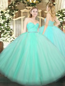 Best Ball Gowns 15th Birthday Dress Apple Green Sweetheart Tulle Sleeveless Floor Length Zipper