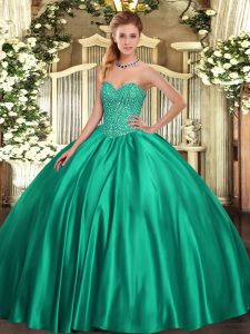 Elegant Satin Sleeveless Floor Length Sweet 16 Dresses and Beading