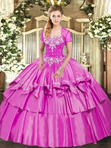 Classical Floor Length Ball Gowns Sleeveless Lilac 15 Quinceanera Dress Lace Up