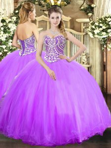 Floor Length Ball Gowns Sleeveless Lavender Sweet 16 Dresses Lace Up