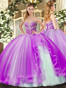 Sweetheart Sleeveless Lace Up Ball Gown Prom Dress Lavender Tulle