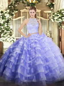 Floor Length Lavender Ball Gown Prom Dress Scoop Sleeveless Zipper