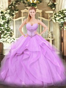 Great Ball Gowns Sweet 16 Quinceanera Dress Lavender Sweetheart Tulle Sleeveless Floor Length Lace Up