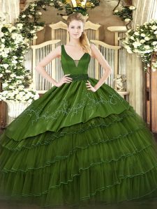 Floor Length Ball Gowns Sleeveless Dark Green Vestidos de Quinceanera Zipper