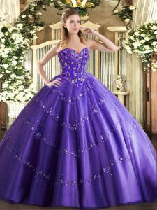 Gorgeous Purple Sleeveless Tulle Lace Up Sweet 16 Quinceanera Dress for Sweet 16 and Quinceanera