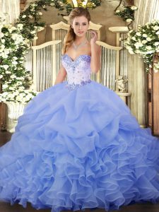 Best Selling Sweetheart Sleeveless Lace Up Sweet 16 Dresses Lavender Organza