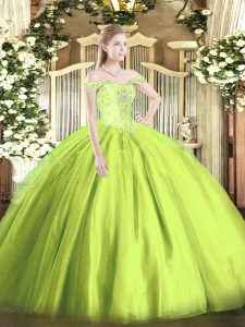 Custom Fit Sleeveless Lace Up Floor Length Beading Sweet 16 Dress