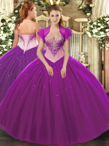 Superior Sleeveless Beading Lace Up Sweet 16 Dresses