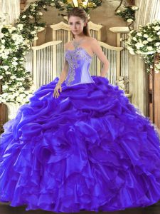 Classical Sleeveless Beading and Ruffles Lace Up Sweet 16 Quinceanera Dress