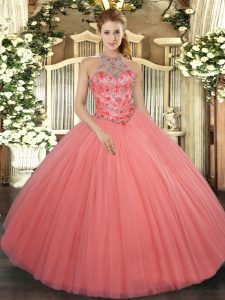 Hot Sale Sleeveless Lace Up Floor Length Beading and Embroidery Sweet 16 Dresses