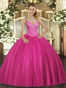 Sweet Sleeveless Lace Up Floor Length Beading Ball Gown Prom Dress