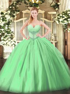 On Sale Tulle Sleeveless Floor Length Quinceanera Gown and Beading